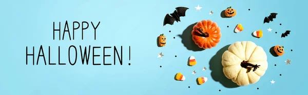 Gelukkige Halloween bericht met Halloween decoraties — Stockfoto