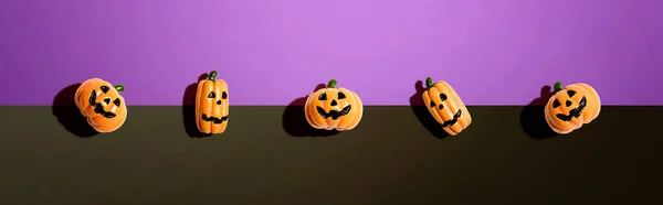 Miniature Halloween pumpkin ghosts — Stock Photo, Image