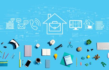 Elektronik cihazlar ve ofis malzemeleriyle ilgili tele çalışma teması