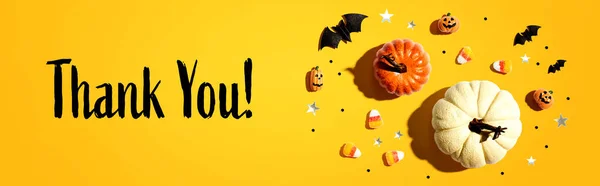 Messaggio di ringraziamento con decorazioni di Halloween — Foto Stock