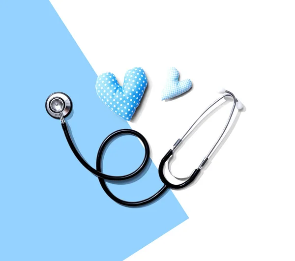 Medical worker appreciation theme with hearts and stethoscope — Stock Photo, Image