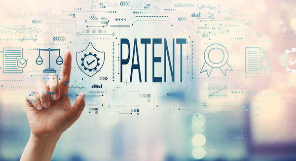 Patent concept with hand pressing a button