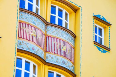 Window decorations painted by hand.