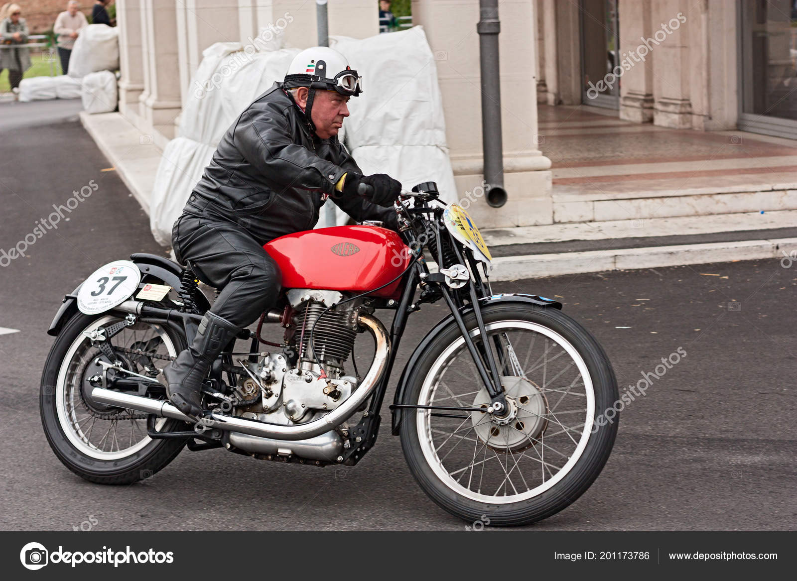 Biker Riding Vintage Italian Motorcycle Gilera Motorcycle Festival Rombi Passione Stock Editorial Photo C Ermess 201173786