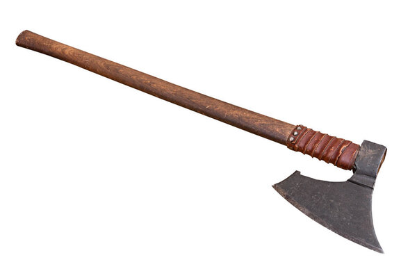 medieval battle axe - antique weapon used in middle ages fighting - isolated with clipping path
