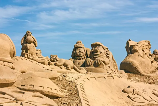 Large Sand Sculpture Inspired Cartoons Contest World Championship Sand Sculpture — Stock Photo, Image