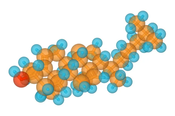 Koleszterin Molekula Szerves Kémia Biológiai Részecske Illusztráció Elszigetelt — Stock Fotó