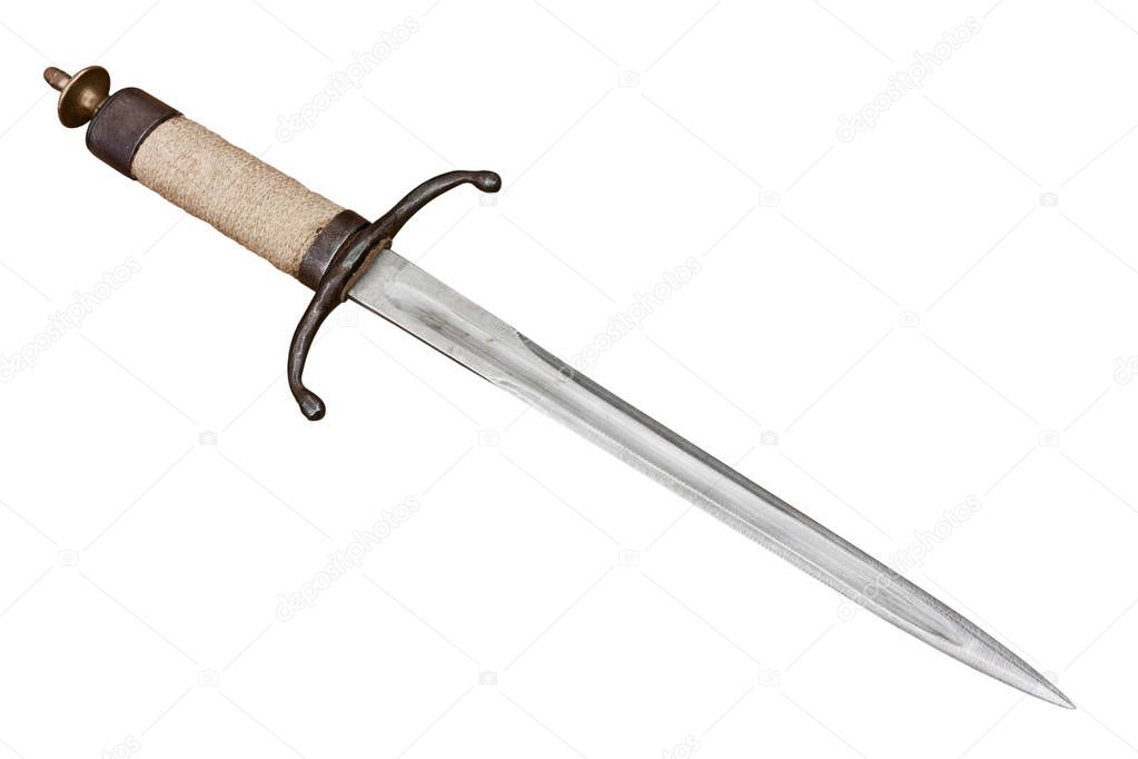 medieval dagger, antique hand weapon - isolated with clipping path