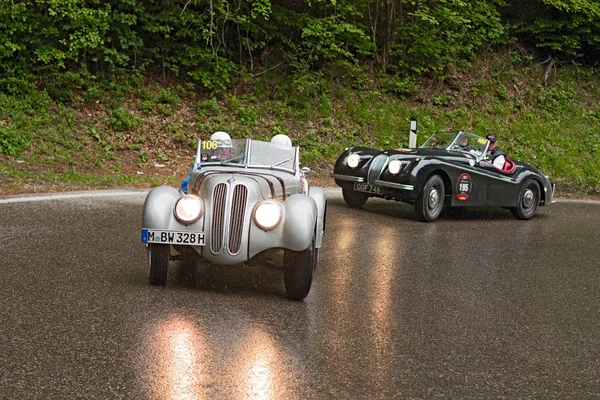 Carro Corrida Bmw 328 1939 Jaguar 120 Ots 1953 Mille — Fotografia de Stock