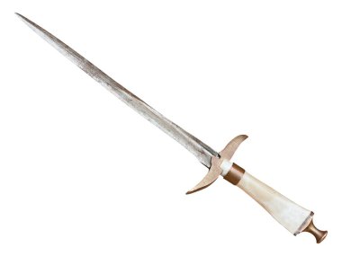 uzun ince bir bıçak - antika el silah izole kırpma yoluyla kemik saplı Ortaçağ hançer