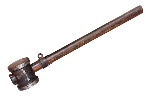 Oude Zware Mallet Leeftijd Grote Hammer Grote Foelie Geïsoleerd Met — Stockfoto