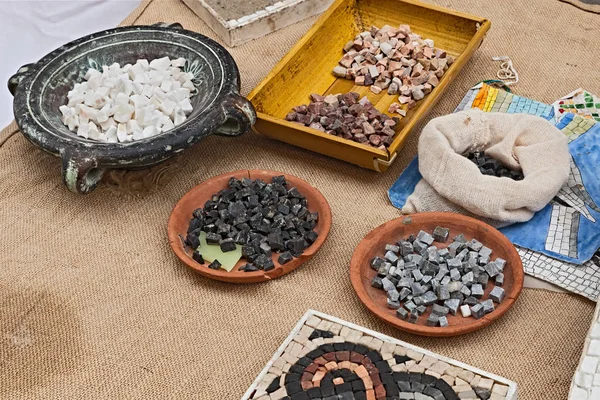 Mosaic Workshop Small Stone Tiles Material Creating Mosaics — Stock Photo, Image