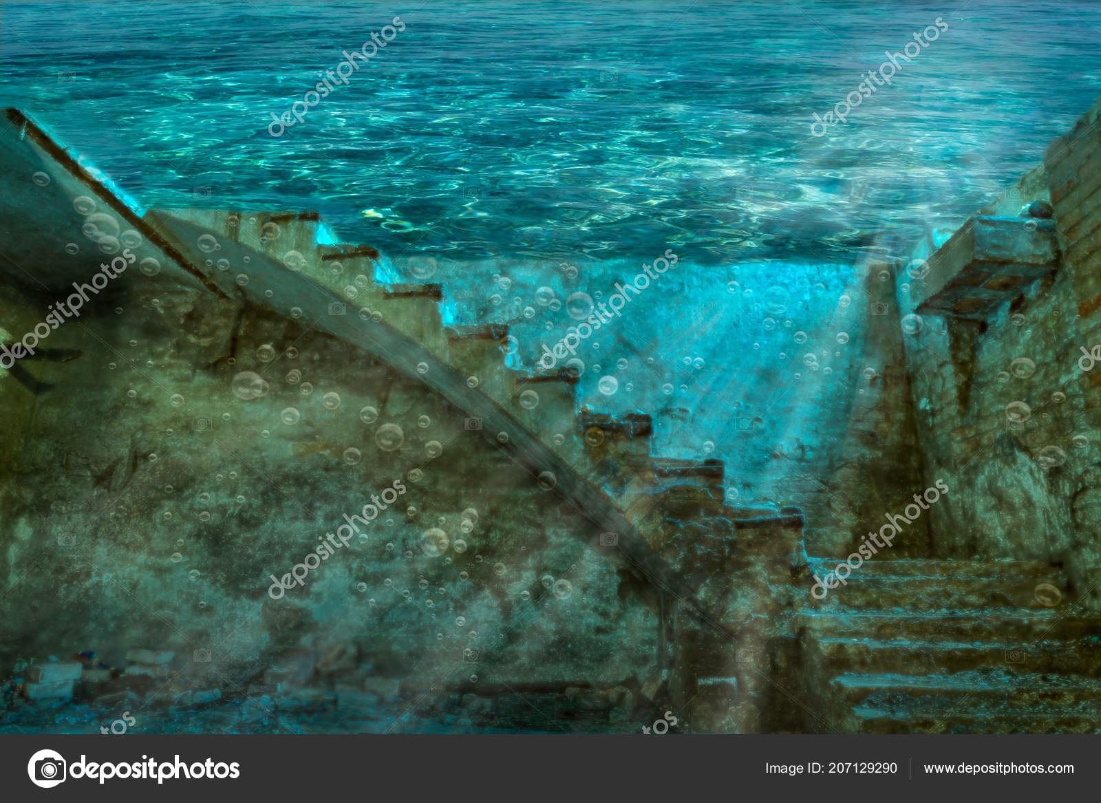 Underwater Abandoned Room Old House Flooded Mysterious Dark Basement —  Stock Photo © ermess #207129290, image size:1600x1167