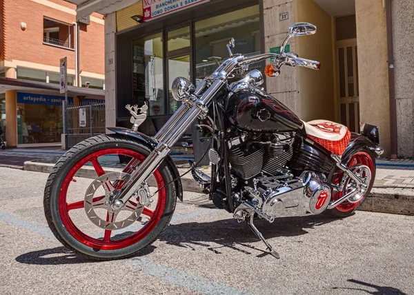 Bicicleta Americana Personalizada Preta Cromada Harley Davidson Rali Moto Maio — Fotografia de Stock