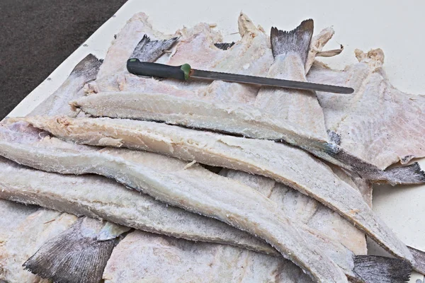 Tuzlanmış Morina Kurutulmuş Tuz Korunmuş Balık Fileto — Stok fotoğraf