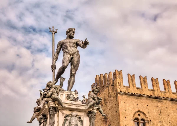Bologna Emilia Romagna Italië Het Oude Beeld Van Neptunus God — Stockfoto