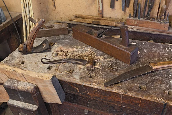 Woodworking Tools Ancient Carpentry Old Bench Carpenter Equipment Ancient Carpentry Stock Picture