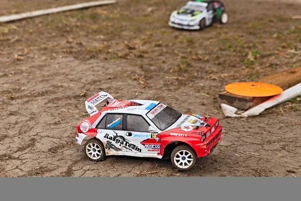 Modello Auto Elettrica Radiocomandata Scala Gara Rally Cross Durante Fiera — Foto Stock