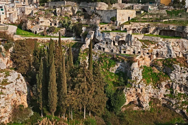Gravina Puglia Bari Itálie Krajina Starého Města Domy Starověké Jeskyně — Stock fotografie