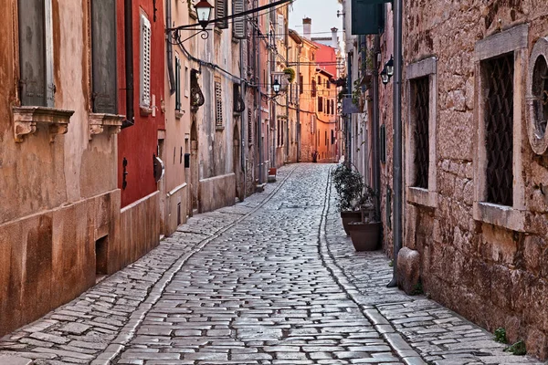 クロアチア イストリア ロヴィニ 中世の町に古民家が立ち並ぶ絵のような古い路地 — ストック写真
