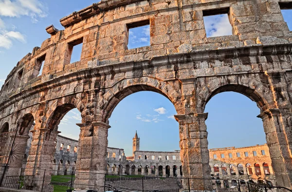 Pula Istria Chorwacja Ancient Roman Arena Słowackiego Wieku Jeden Najlepszych — Zdjęcie stockowe