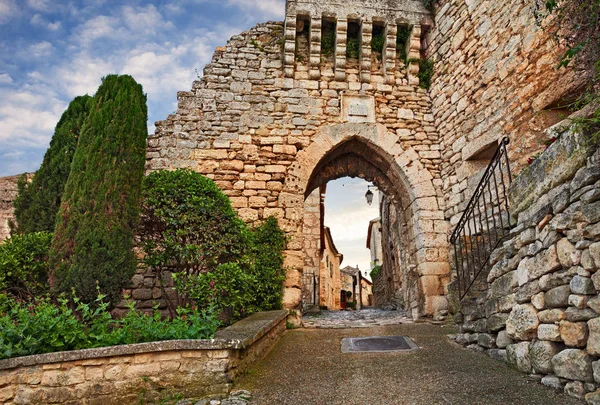 Lacoste Vaucluse Provence France Portal Garde Ancient City Gate Entrance — Stock Photo, Image