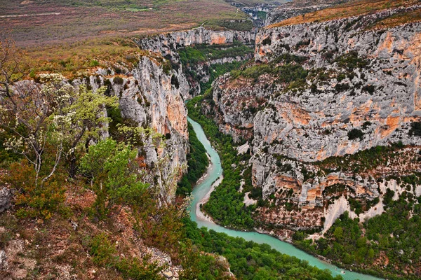 Aiguines Var Prowansja Francja Krajobraz Kanion Verdon Kanion Rzeki Głębokie — Zdjęcie stockowe