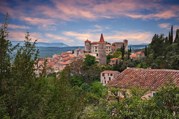 Callian Var Provence Franciaország Hajnalban Régi Falu Dombon Táj — Stock Fotó