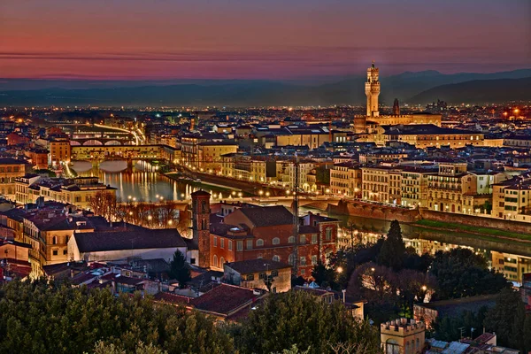 Florença Toscana Itália Vista Crepúsculo Cidade Partir Piazzale Michelangelo Paisagem — Fotografia de Stock