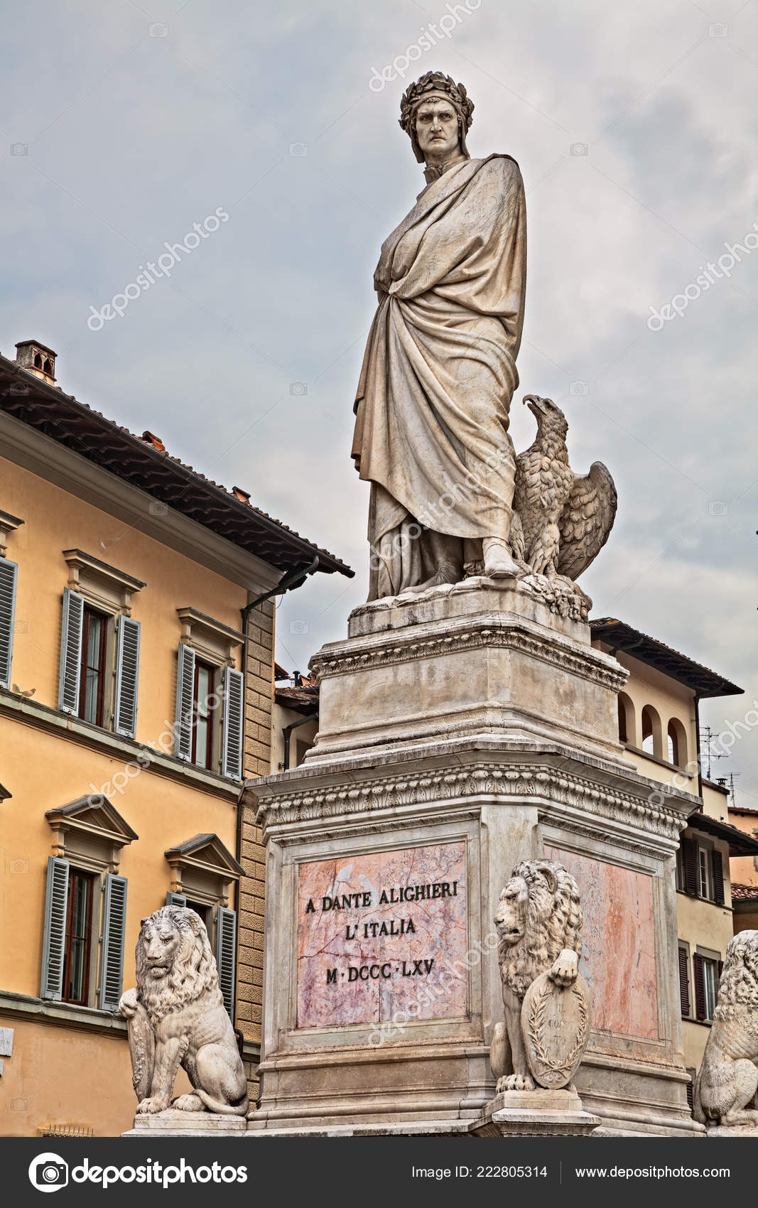 Florence Tuscany Italy Statue Italian Poet Dante Alighieri Santa Croce Stock Photo C Ermess 222805314