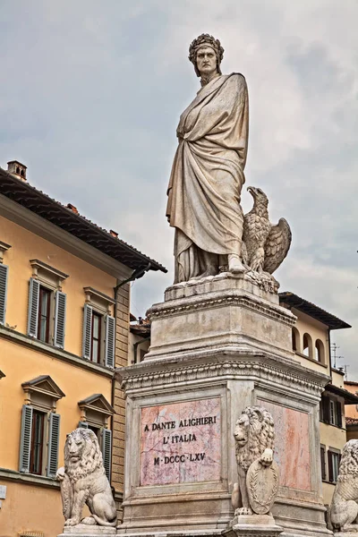 Florence Toscane Italië Standbeeld Van Italiaanse Dichter Dante Alighieri Santa — Stockfoto