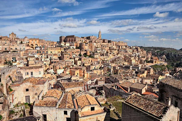 Matera Basilicata Itália Vista Nascer Sol Pitoresca Cidade Velha Sassi — Fotografia de Stock