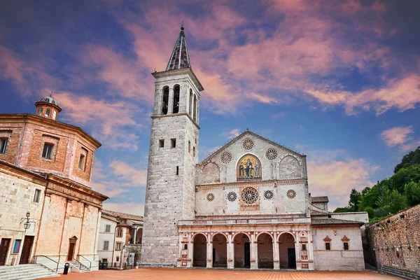 Spoleto Umbria Włochy Średniowieczna Katedra Santa Maria Assunta Przykładem Architektury — Zdjęcie stockowe