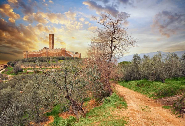 Castiglion Fiorentino Arezzo Tuscany Italy Średniowieczny Zamek Montecchio Vesponi Kraju — Zdjęcie stockowe