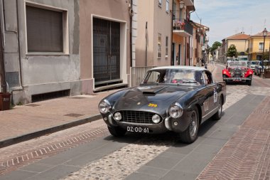 Sports car Ferrari 250 GT Europa (1955) in historical classic car race Mille Miglia, on May 19, 2017 in Gatteo, FC, Italy clipart