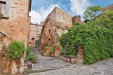 Civita di Bagnoregio, Viterbo, Lazio, Italy: the old town of the medieval village built on the tuff hill founded in Etruscan time clipart