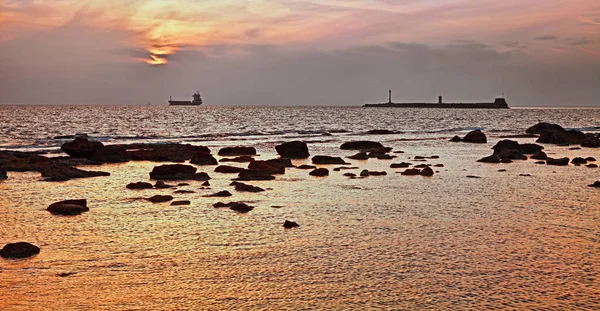 Ліворно Ліворно Тоскана Італія Морський Пейзаж Заході Сонця Лігурійське Море — стокове фото