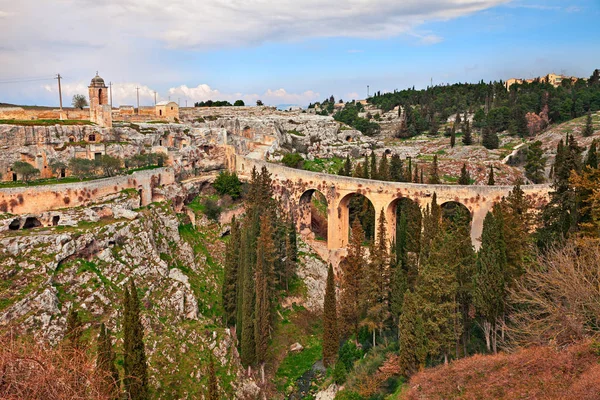 Gravina Dans Les Pouilles Bari Italie Paysage Ravin Profond Avec — Photo