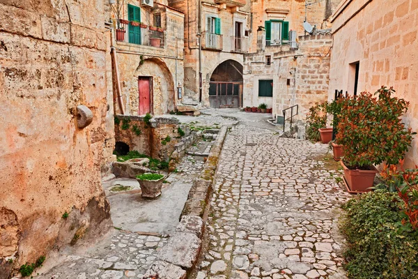 Matera Basilicata Italy Picturesque Ancient Alley Old Town Called Sassi — Stock Photo, Image