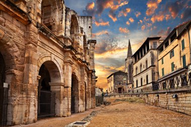 Arles, France: the ancient Roman Arena, a 1st-century amphitheatre, one of the best preserved of antiquity clipart