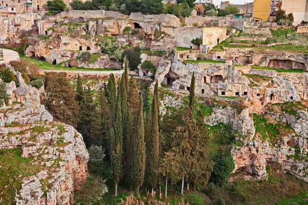 Gravina Регіоні Апулія Італія Краєвид Старе Місто Стародавню Печеру Будинків — стокове фото