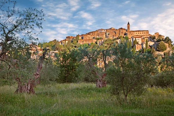 Seggiano Grosseto Toskania Włochy Krajobraz Miasta Starożytnych Wzgórzu Zboczach Mount — Zdjęcie stockowe