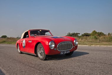 vintage Italian sports car Cisitalia 202 B (1950) in classic car race Gran Premio Nuvolari on September 16, 2018 in Ca di lugo, RA, Ital clipart