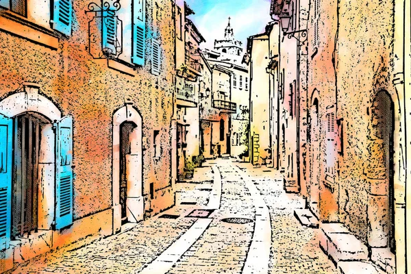 Mons, var, provence, france: Malerei der Altstadt — Stockfoto