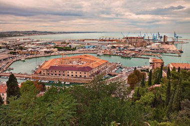 Ancona, Marche, Italy: view of the harbor and the ancient lazzaretto Mole Vanvitelliana