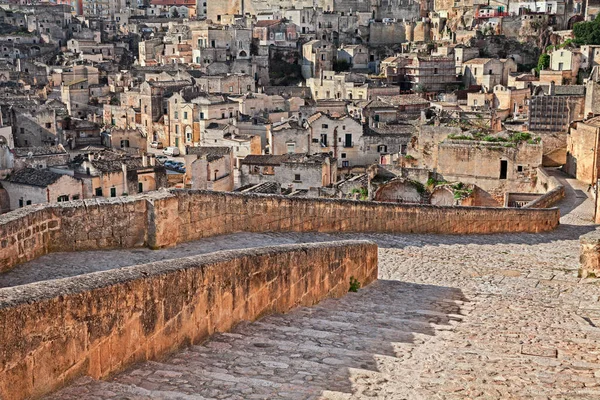 Matera Basilicate Italie Vue Sur Vieille Ville Appelée Sassi Matera — Photo