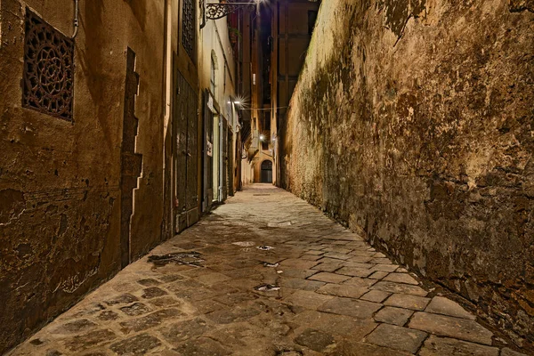 Флоренция Тоскана Италия Темная Ночь Старом Городе Древнего Итальянского Города — стоковое фото