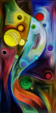 Çağdaş sanatın çember ve kıvrımlarından oluşan soyut arkaplan