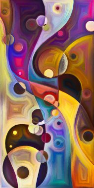 Çağdaş sanatın çember ve kıvrımlarından oluşan soyut arkaplan