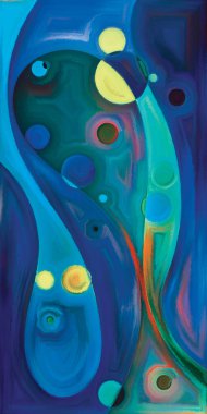 Çağdaş sanatın çember ve kıvrımlarından oluşan soyut arkaplan